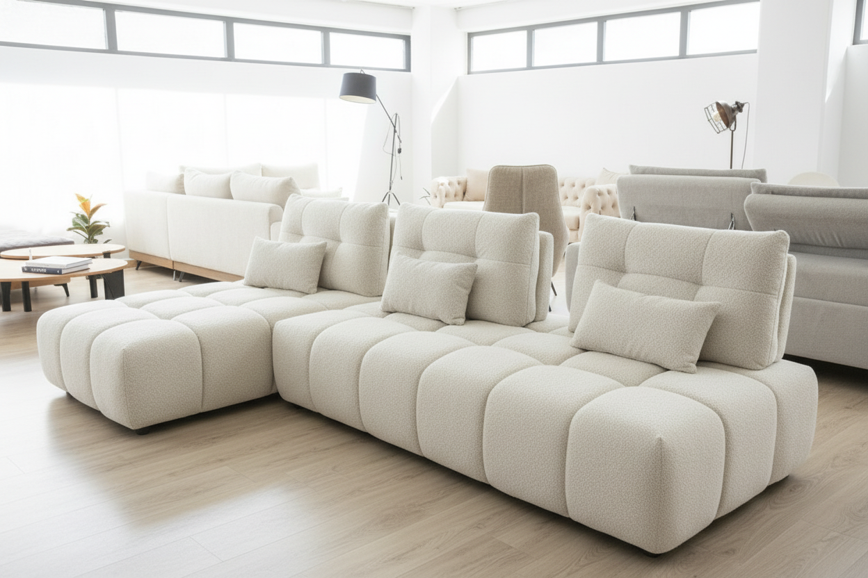 Modular Grid-Tufted Sectional Sofa Set