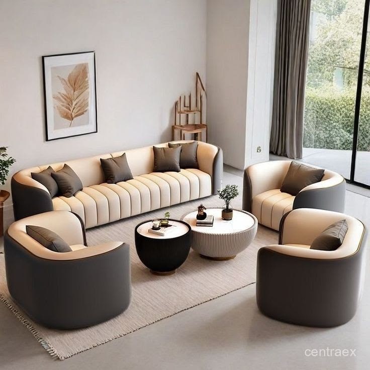 Contemporary Two-Tone Living Room Suite - AD FURNITURE DESIGN PTY LTD