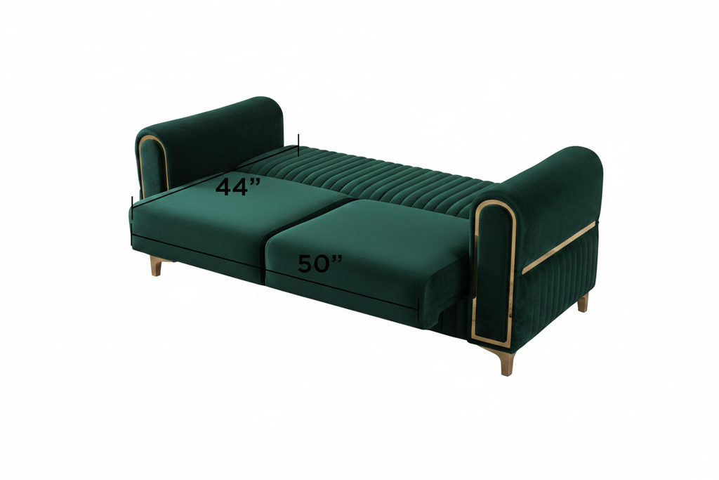 Emerald Green Sofa Bed Open