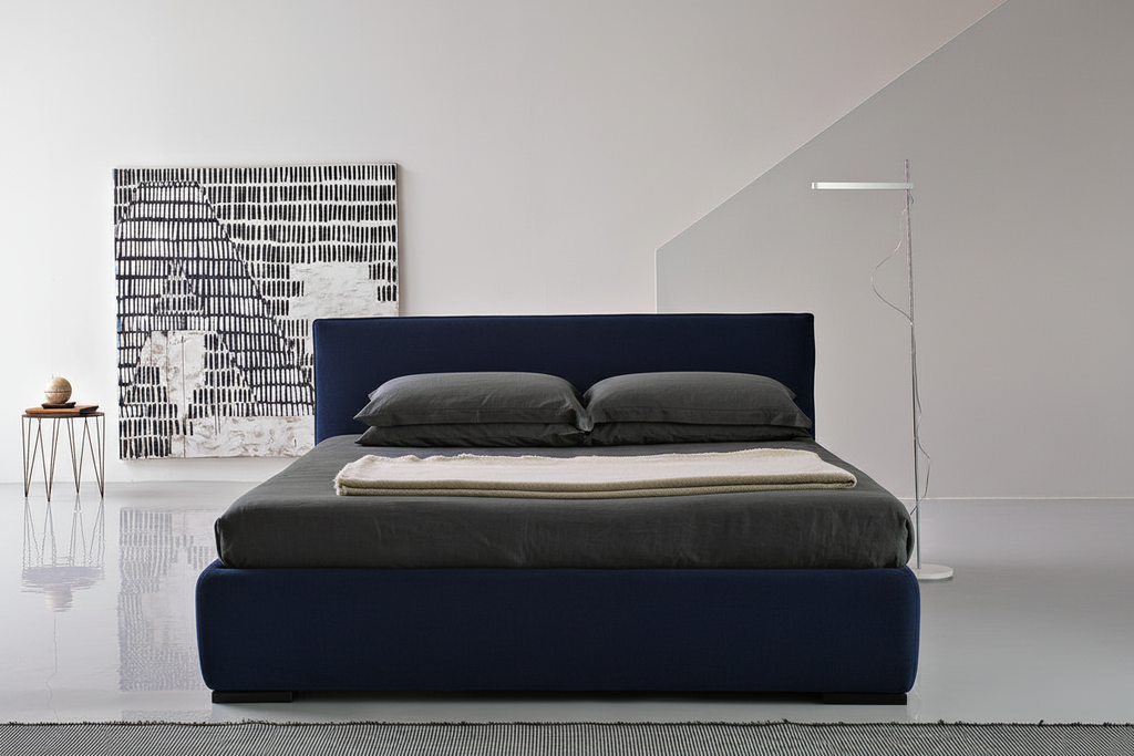 Modern Upholstered Bed with Headboard & Base