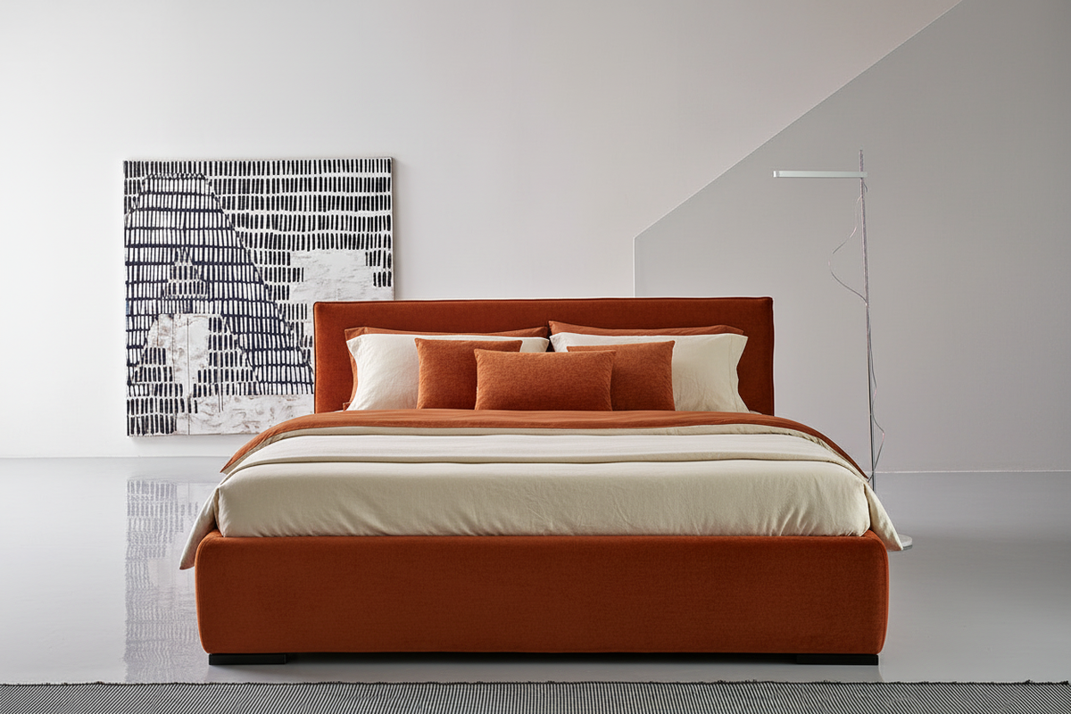 Modern Upholstered Bed with Headboard & Base