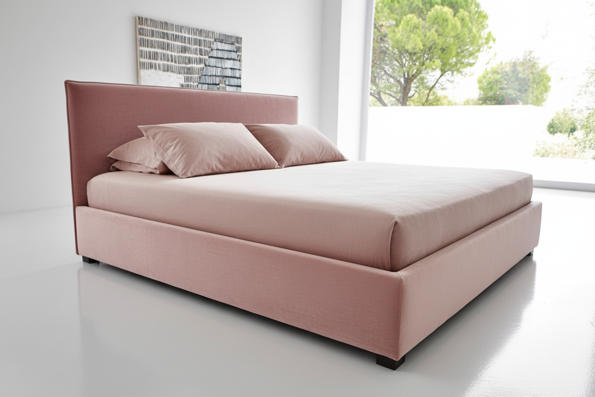 Modern Upholstered Bed with Headboard & Base