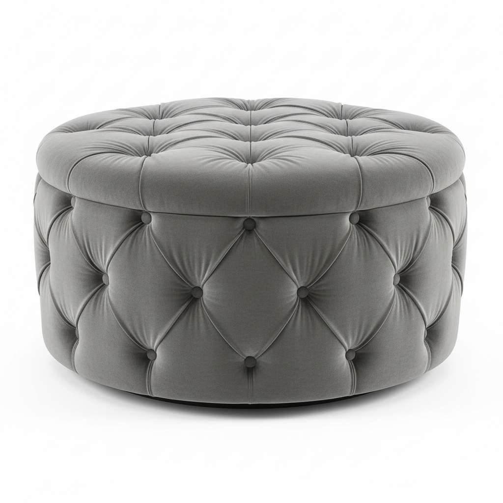Grey Tufted Ottoman