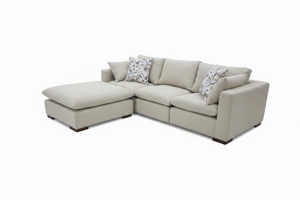 L-Shape Cloud Sectional Sofa with Ottoman