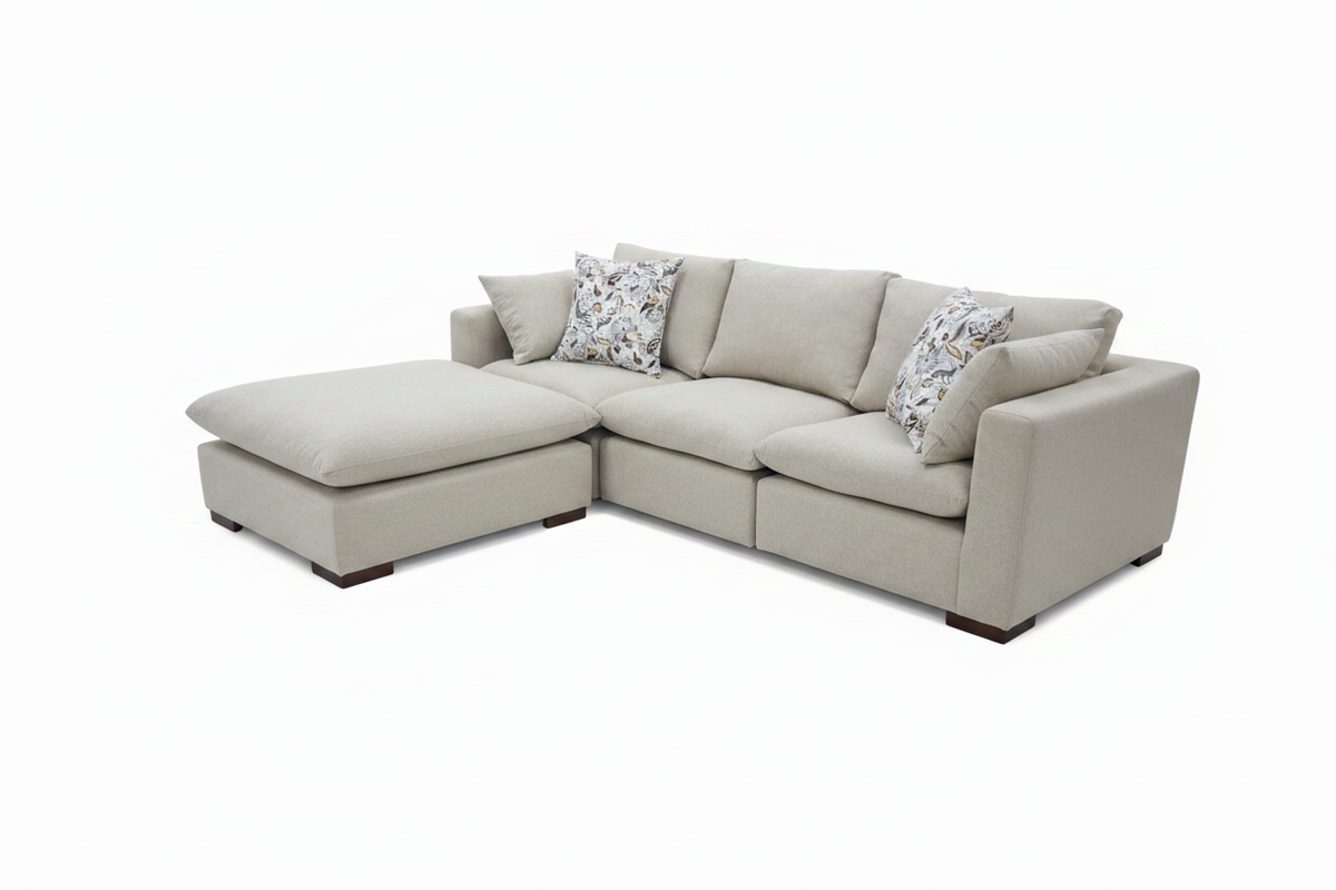 L-Shape Cloud Sectional Sofa with Ottoman