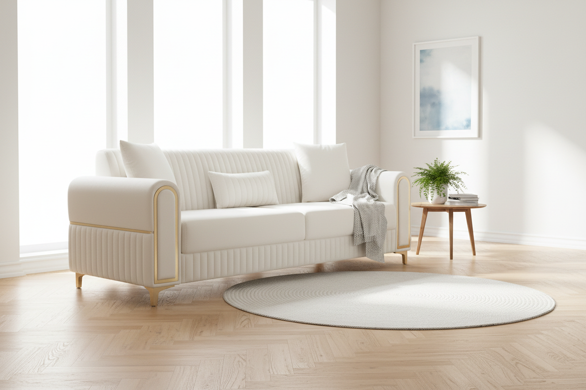 Luxe Channel Tufted Velvet Sofa