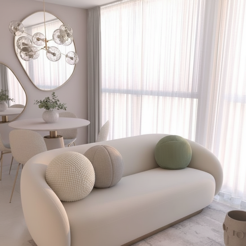 Round ball scatter cushion - luxury lifestyle hero shot