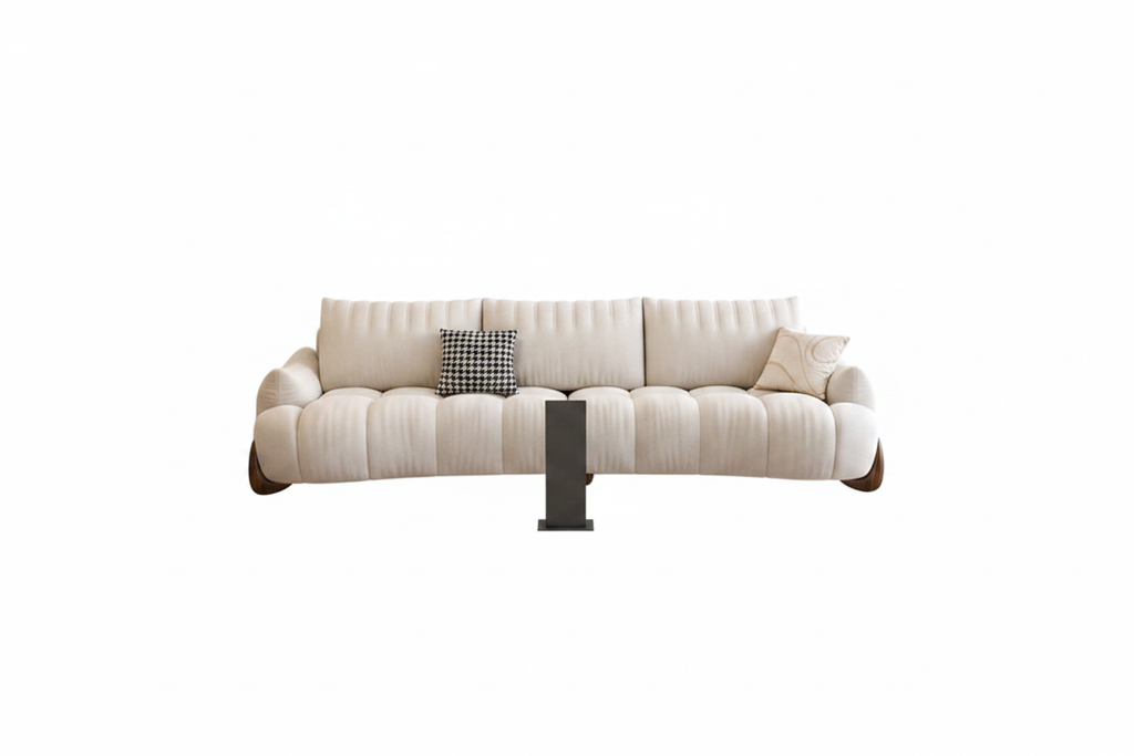 Nova Channel Tufted Sofa - full side profile showing length and depth dimensions