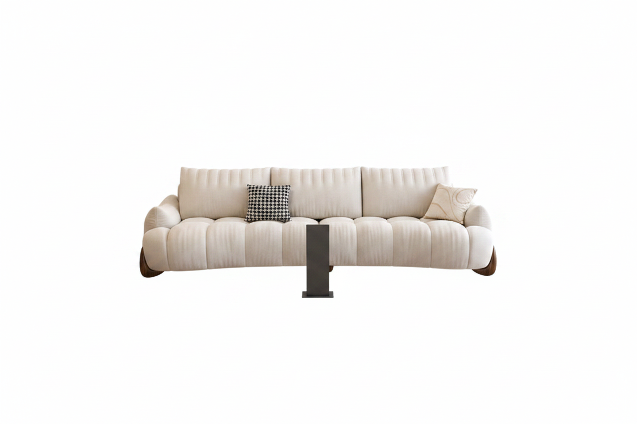 Nova Channel Tufted Sofa - full side profile showing length and depth dimensions