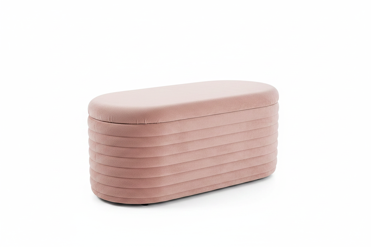 Oval Ribbed Storage Blanket Box