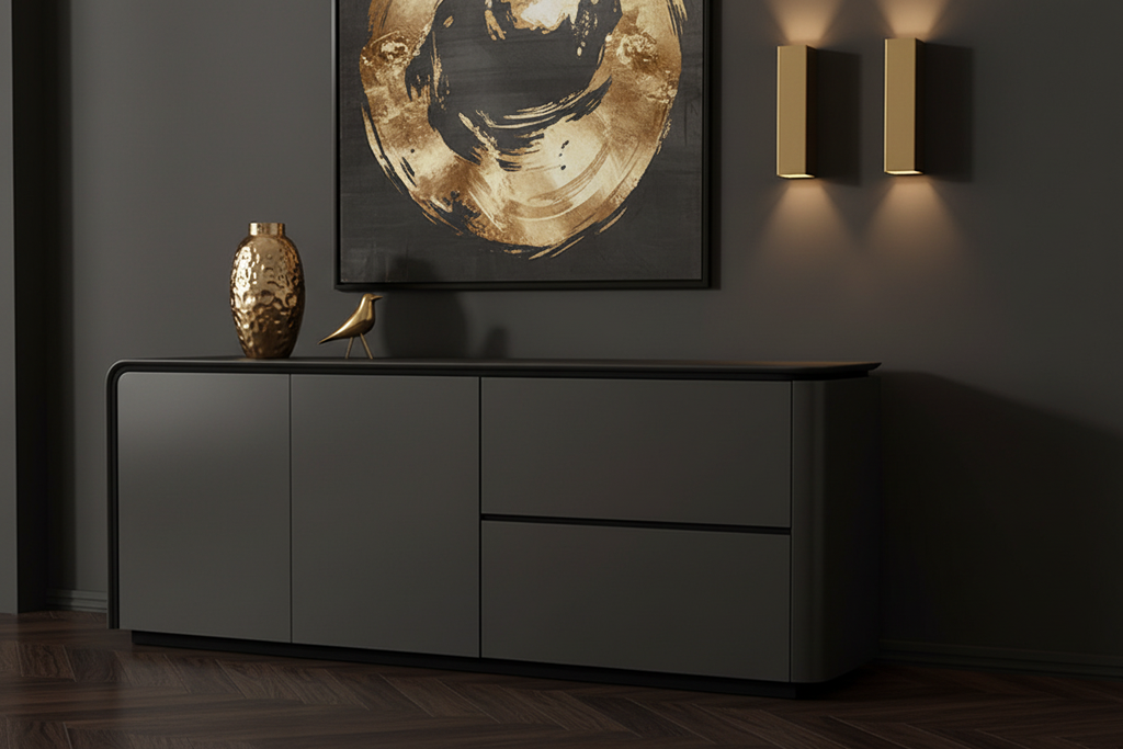 Elara Luxury Sideboard - Noir Gold closed view
