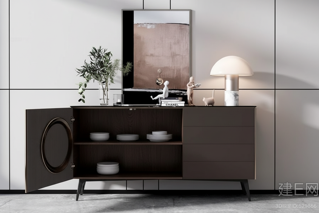 Orbis Ribbed Sideboard - Doors Open