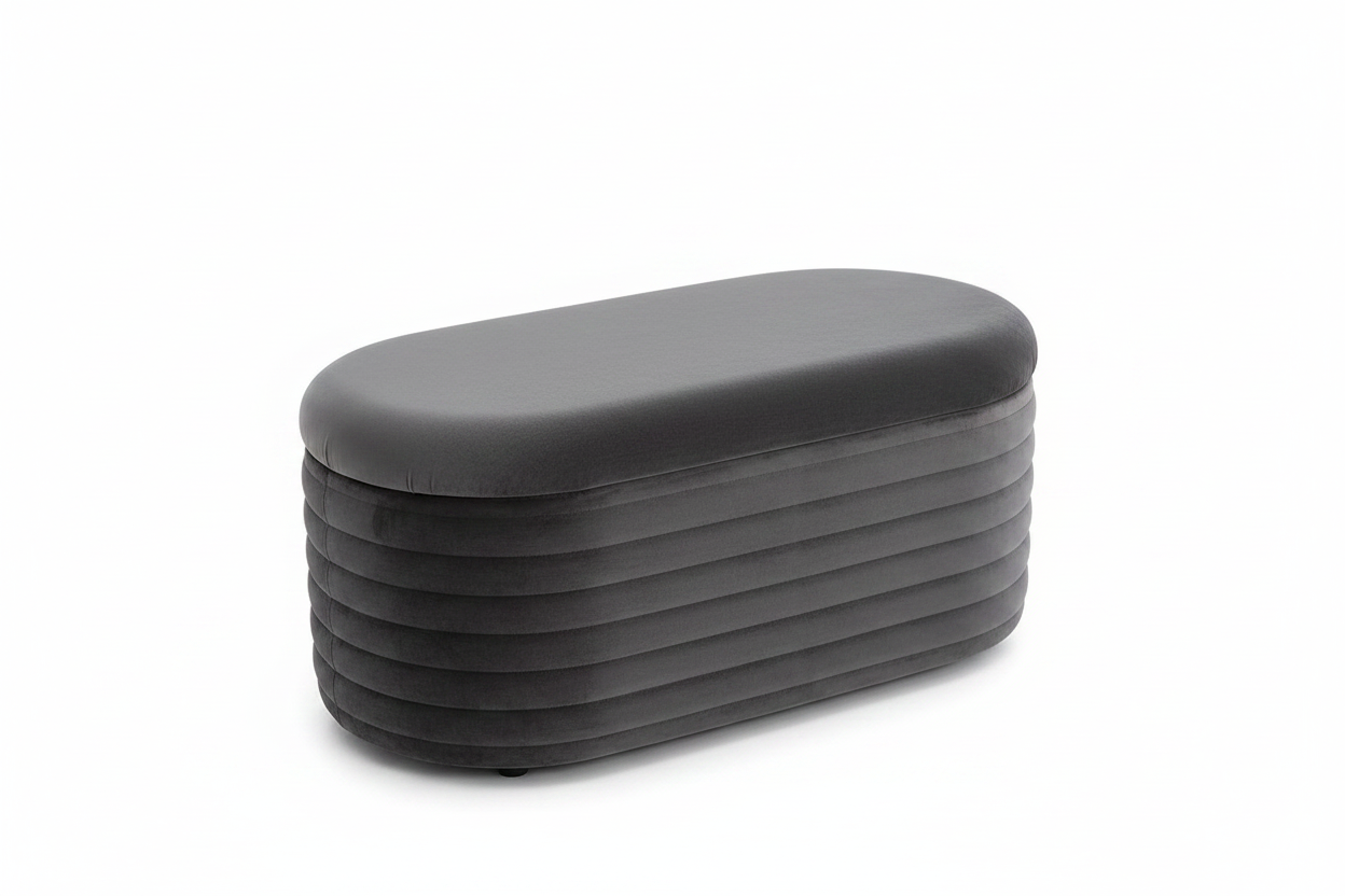 Oval Ribbed Storage Blanket Box