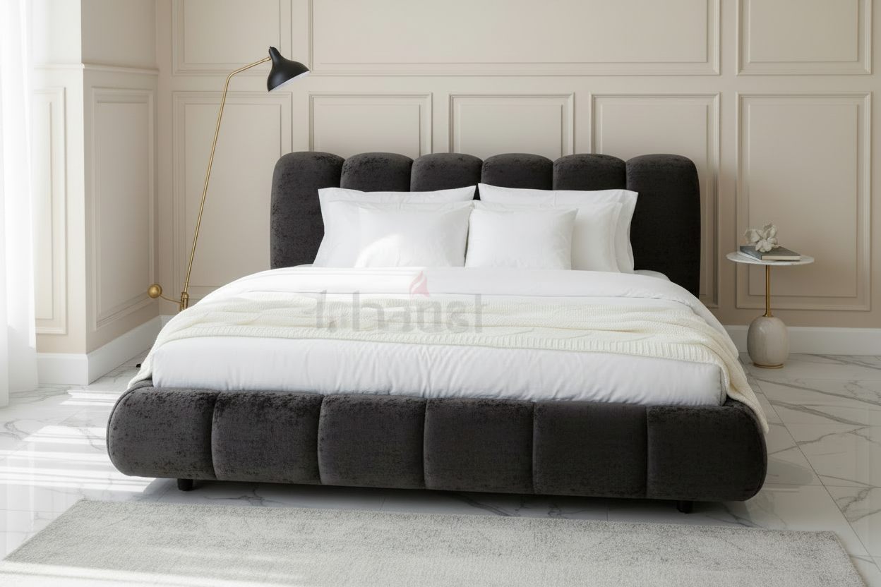 Puffy Channel-Tufted Storage Bed