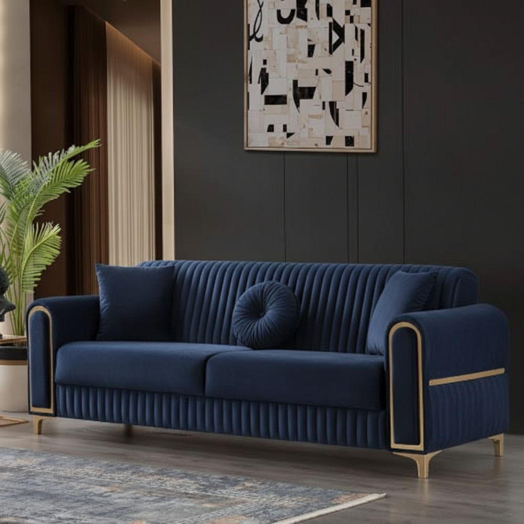 Luxe Channel Tufted Velvet Sofa