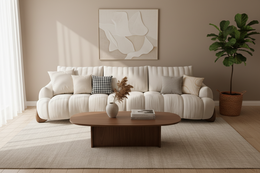 Nova Channel Tufted Sofa - lifestyle living room setting