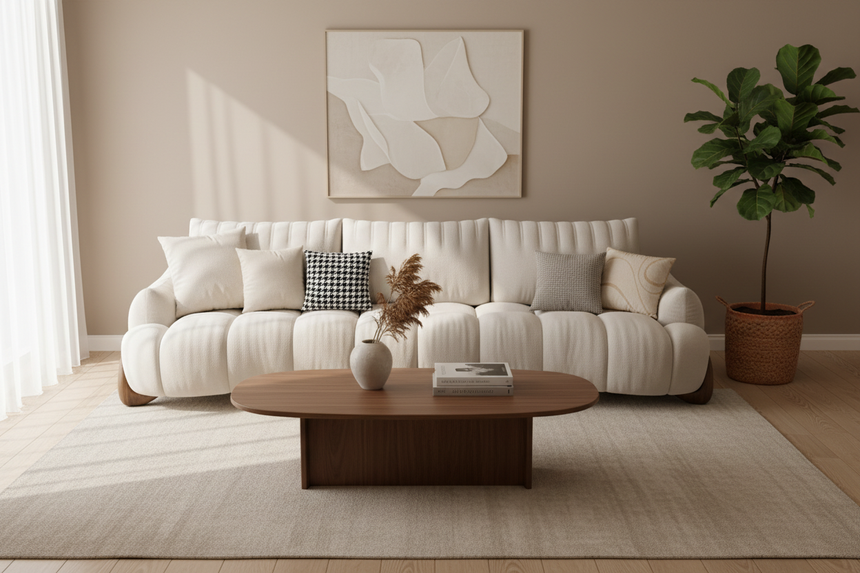 Nova Channel Tufted Sofa - lifestyle living room setting