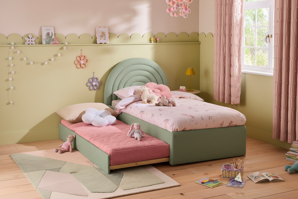 Kids Rainbow Arch Storage Bed with Trundle