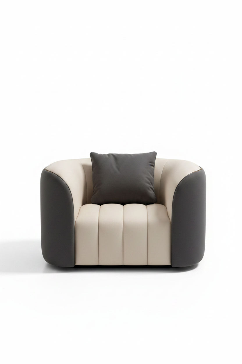 Curved barrel accent chair product shot