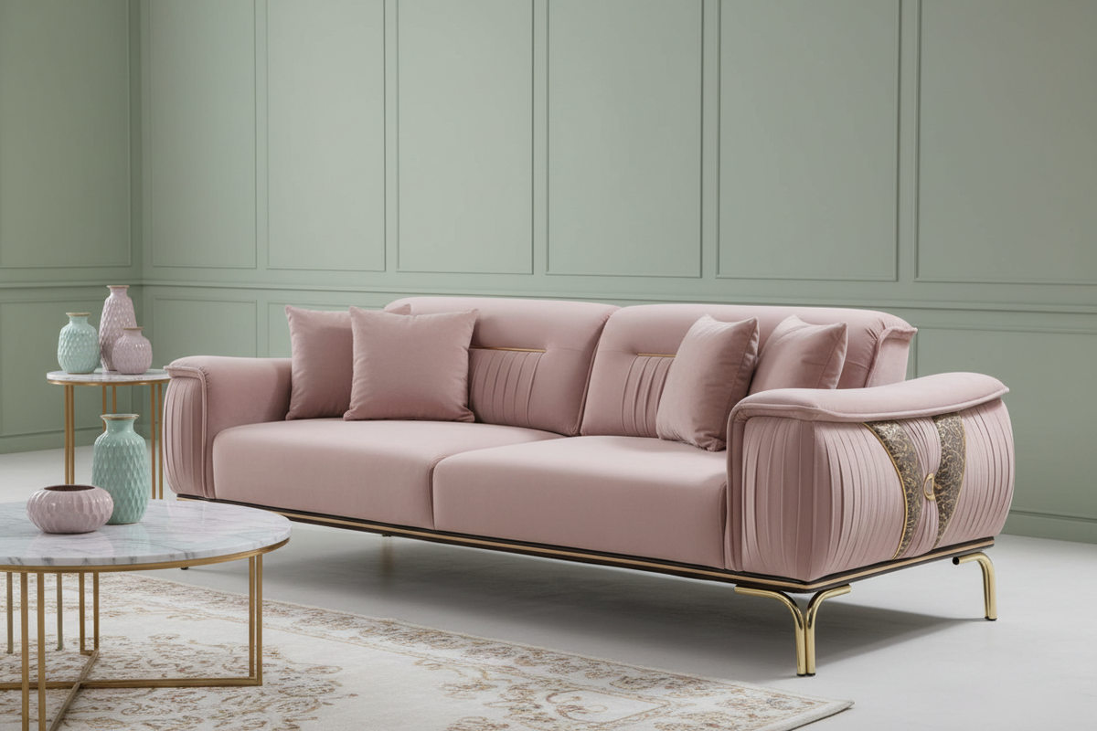 Versace-Style Pleated Sofa