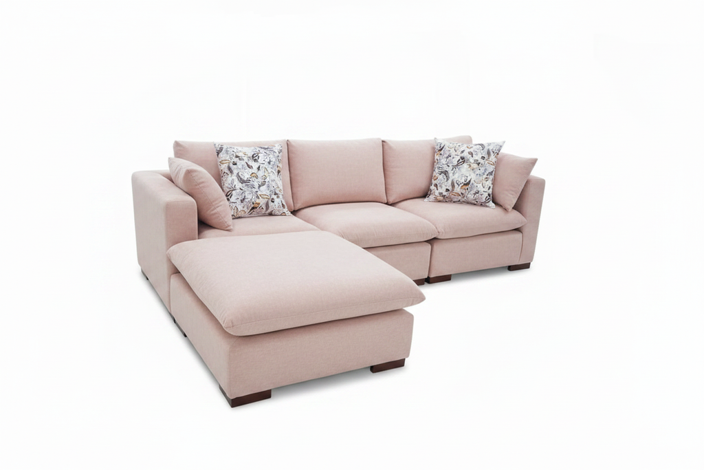L-Shape Cloud Sectional Sofa with Ottoman