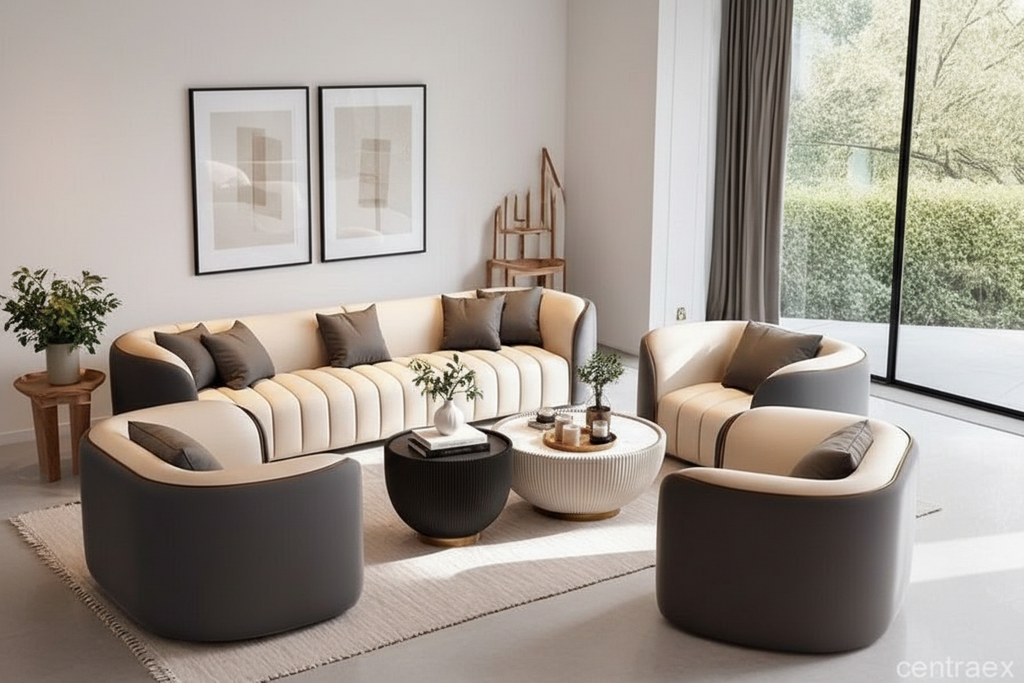 Contemporary living room suite lifestyle view