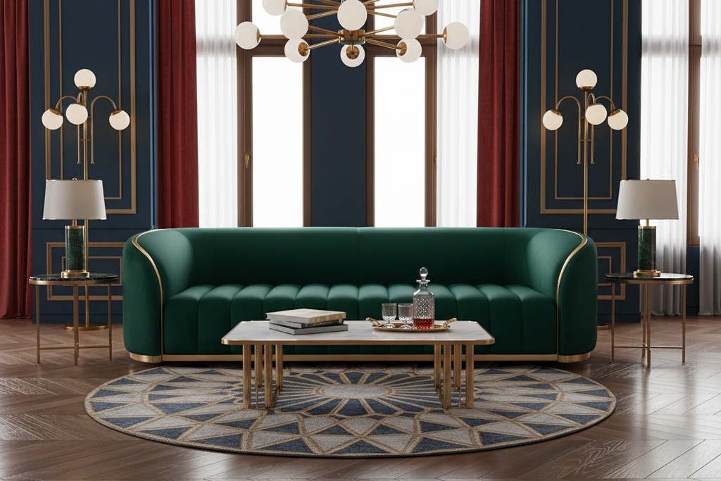 Riviera Gold-Trim Sofa