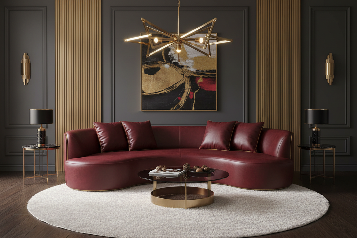 Head Leather Five-Seater Sofa