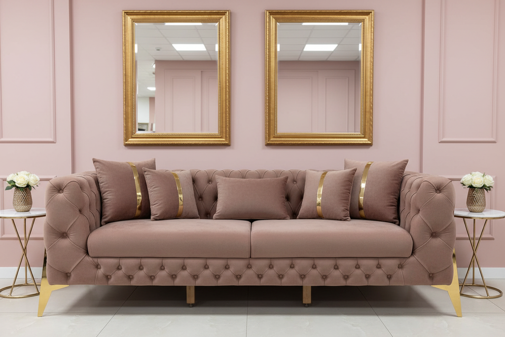 Chesterfield Luxury Sofa – Velvet & Leather