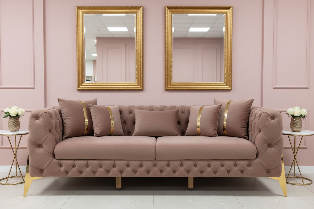 Chesterfield Luxury Sofa – Velvet & Leather