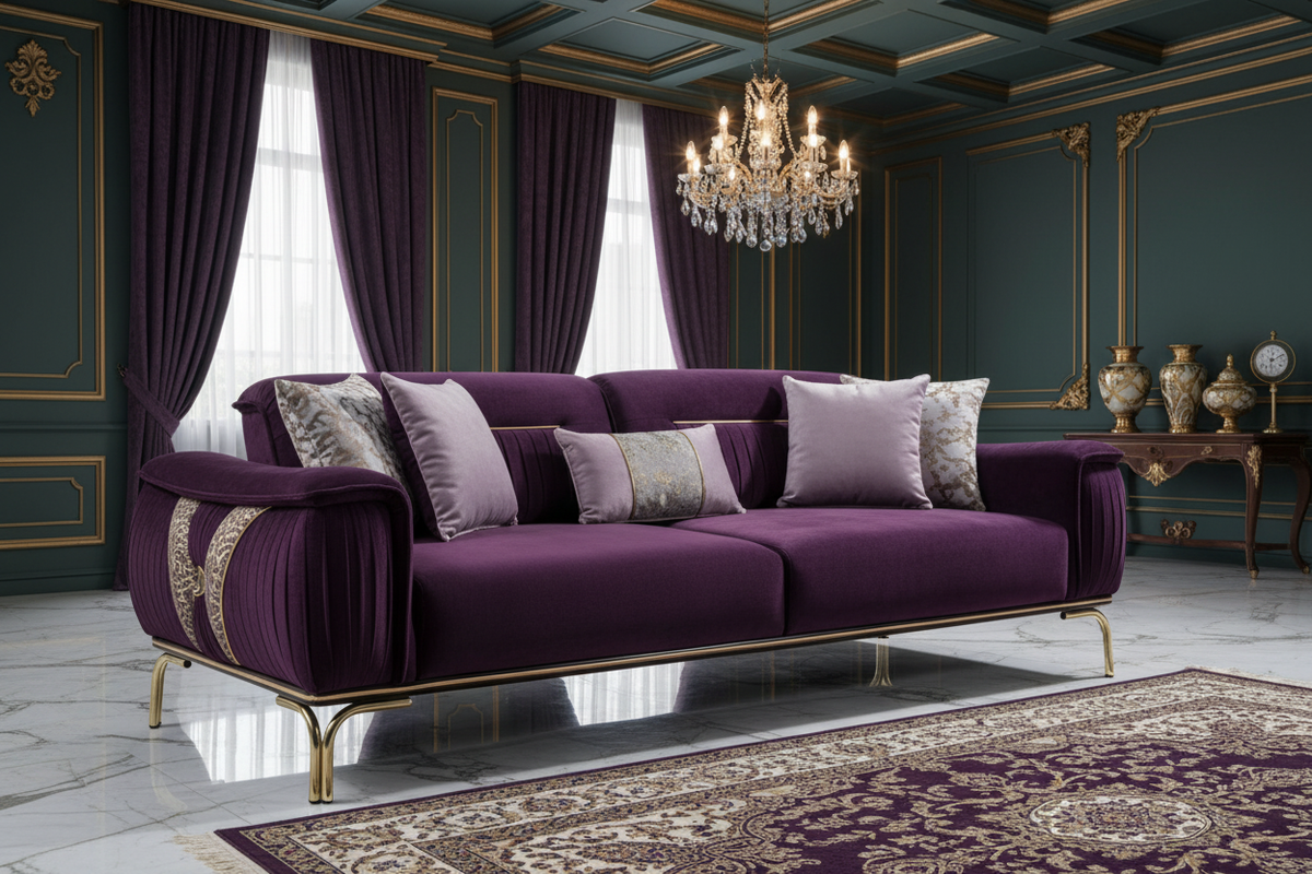 Versace-Style Pleated Sofa