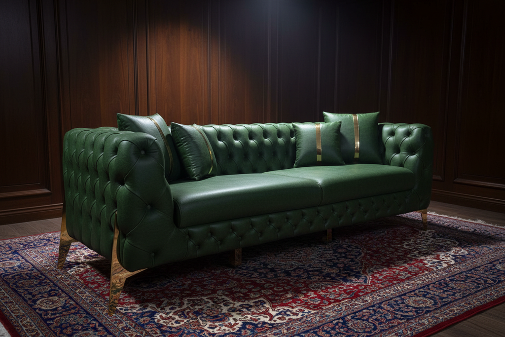 Chesterfield Luxury Sofa – Velvet & Leather