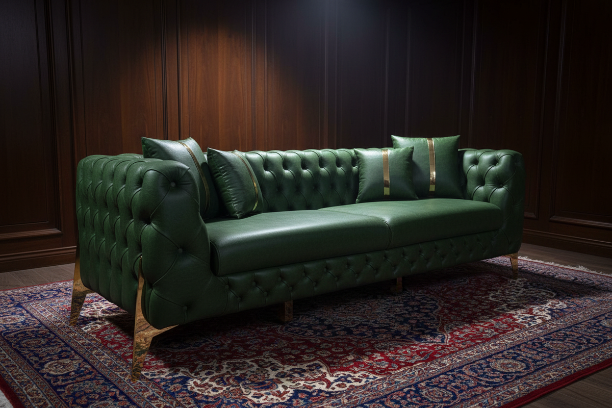 Chesterfield Luxury Sofa – Velvet & Leather