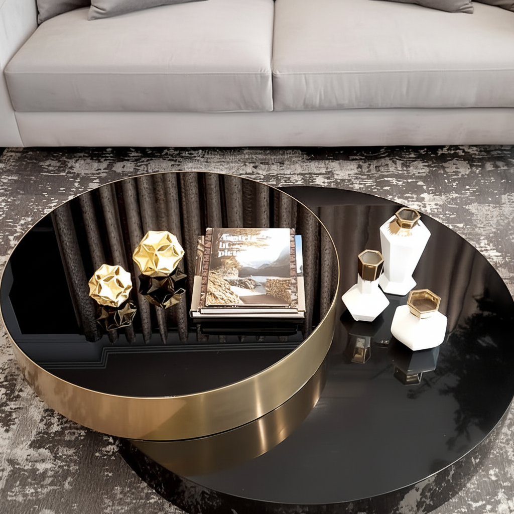 Eclipse Dual Circle Coffee Table - detail clear