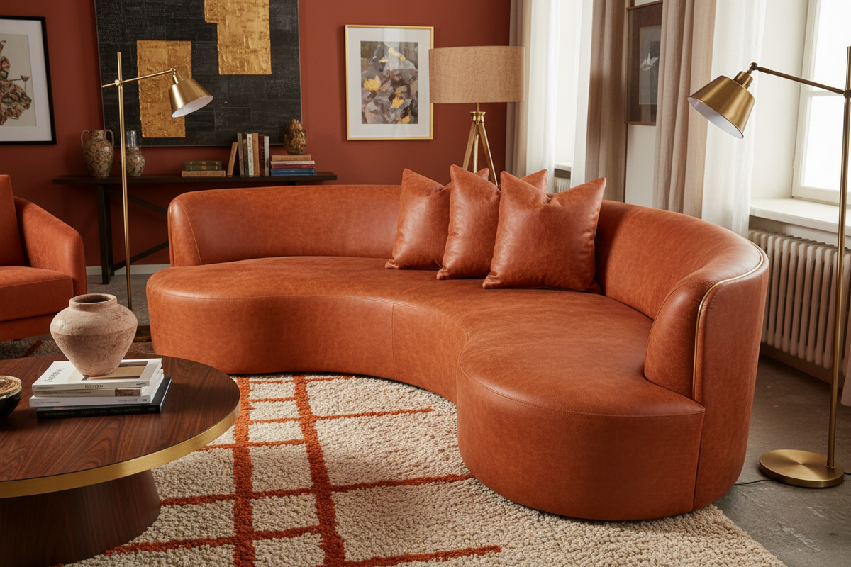 Head Leather Five-Seater Sofa