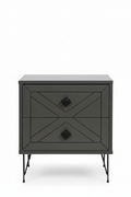 Nordic X-Pattern Bedside Table - full front view