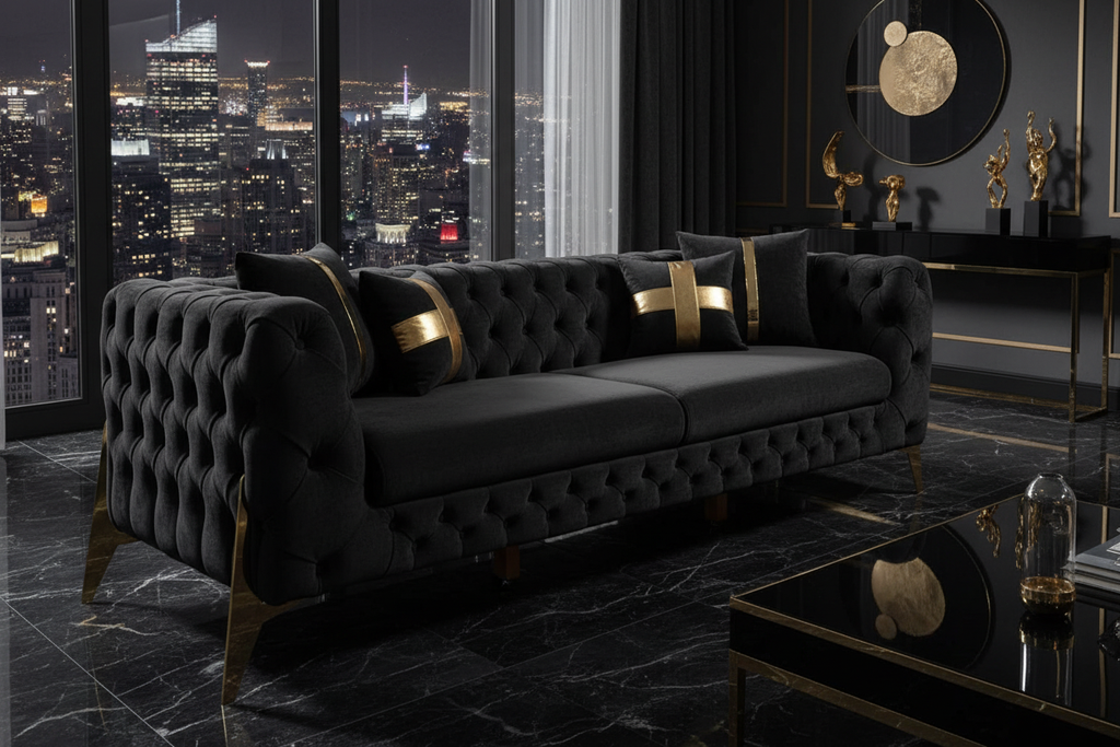 Chesterfield Luxury Sofa – Velvet & Leather