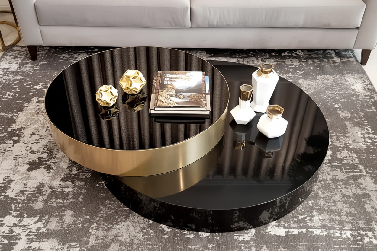 Eclipse Dual Circle Coffee Table - side angle clear