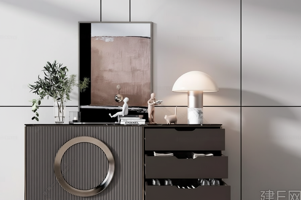 Orbis Ribbed Sideboard - Drawers Open