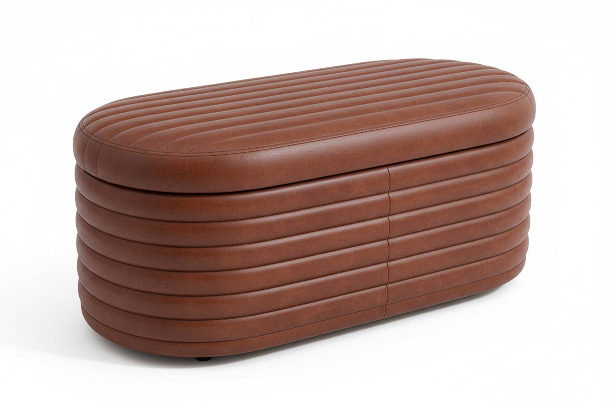Oval Ribbed Storage Blanket Box