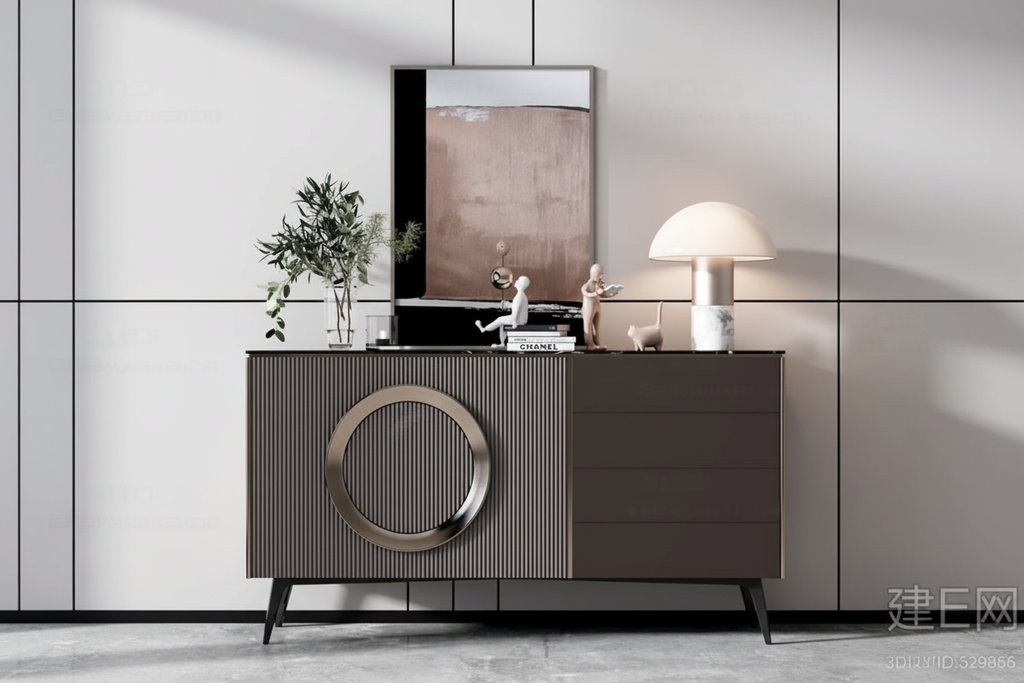 Orbis Ribbed Sideboard - Dark Grey Finish