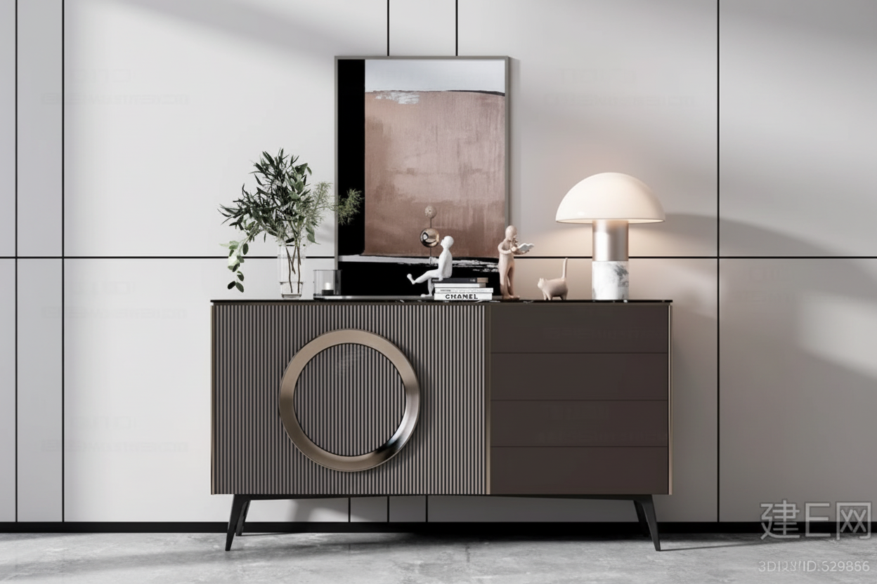 Orbis Ribbed Sideboard - Dark Grey Finish
