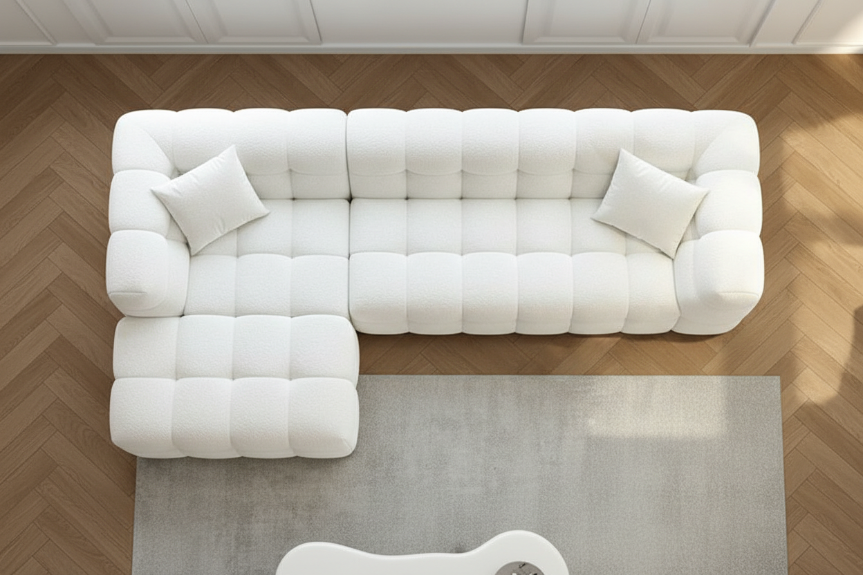 Cloud Bubble Grid Sectional - top-down L-shape view