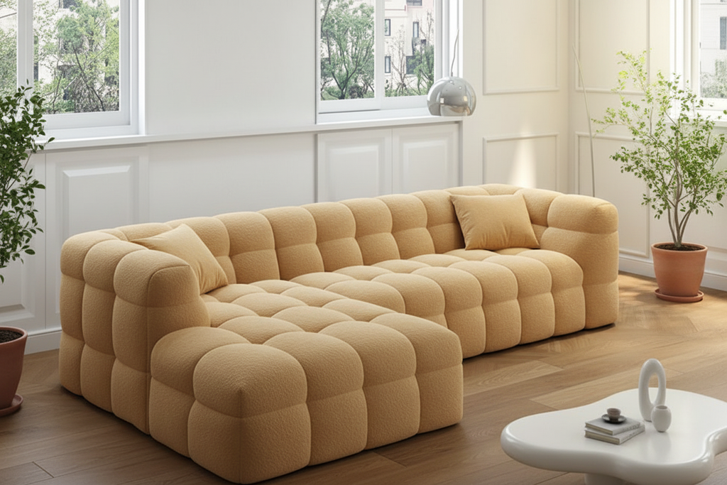 Cloud Bubble Grid Sectional - camel linen version