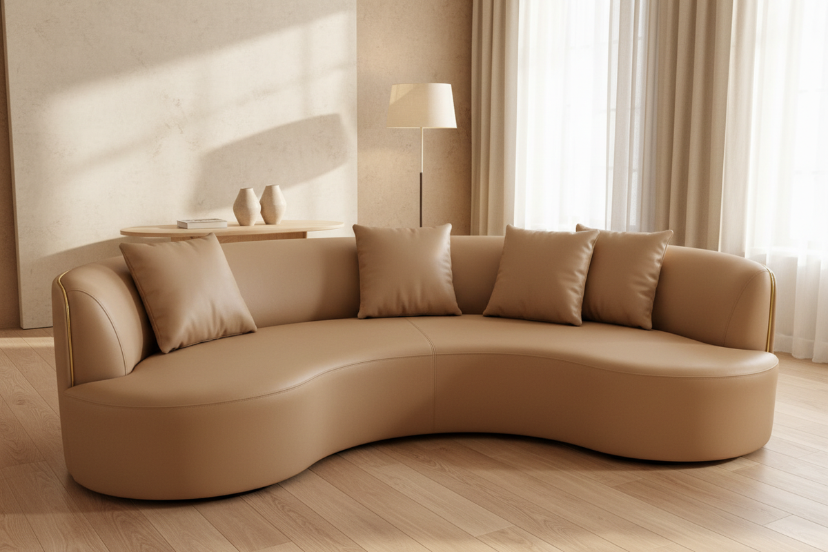 Head Leather Five-Seater Sofa