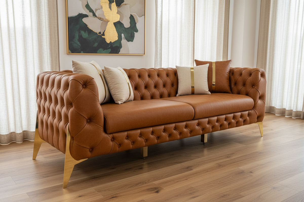 Chesterfield Luxury Sofa – Velvet & Leather