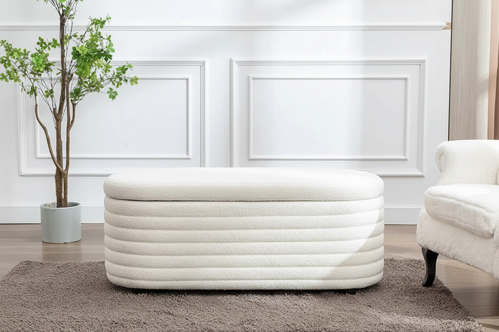 Oval Ribbed Storage Blanket Box