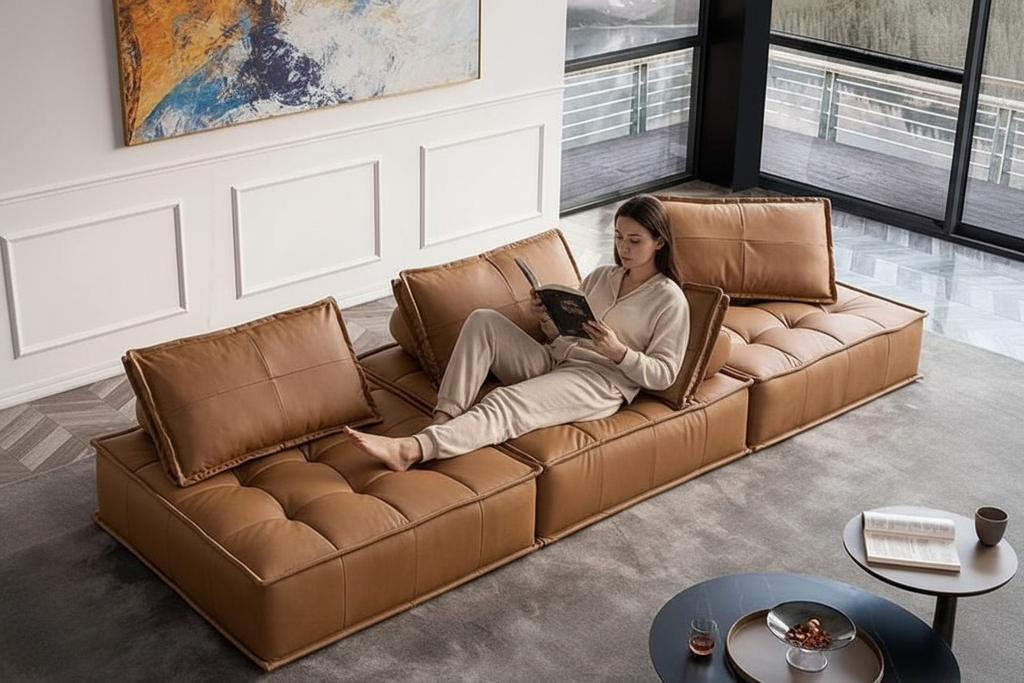 Zen Modular Floor Sofa - lifestyle lounging shot