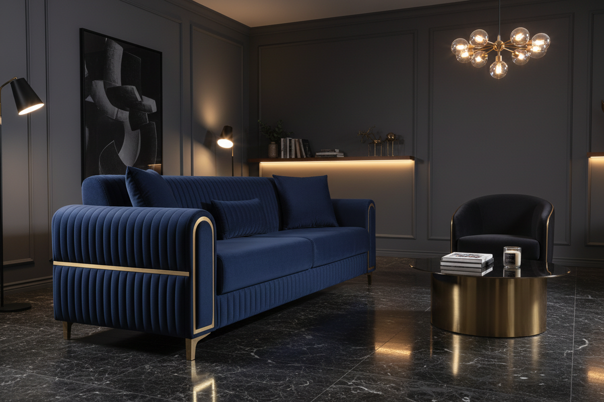 Luxe Channel Tufted Velvet Sofa