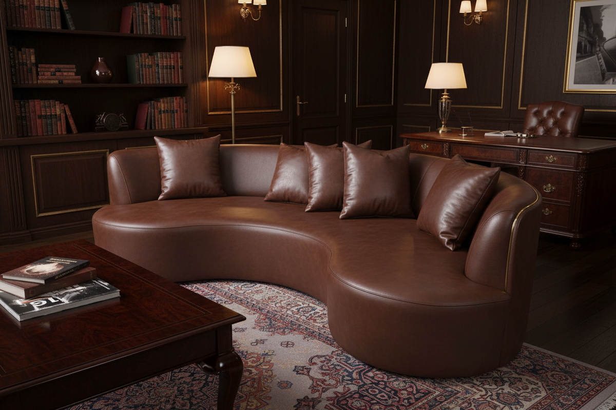 Head Leather Five-Seater Sofa